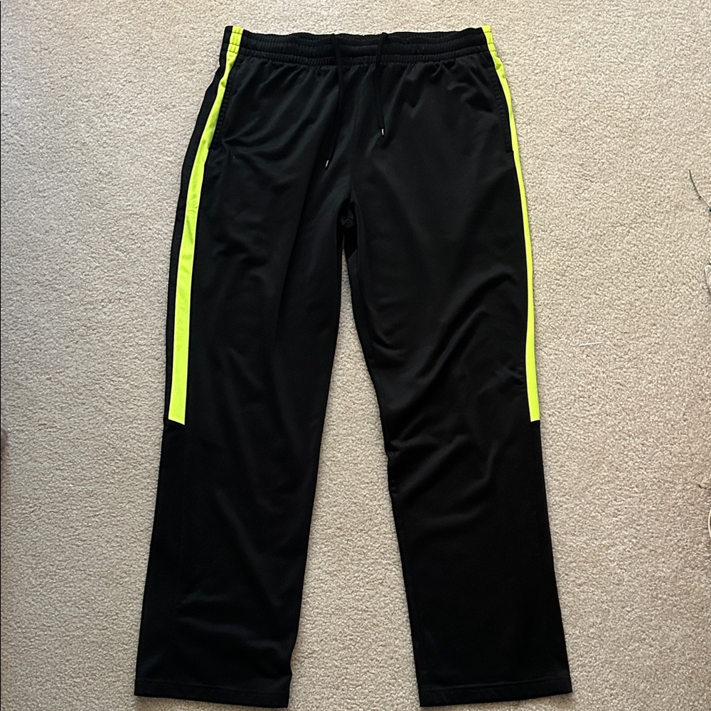 Tek Gear Black Joggers with Neon Yellow Stripes